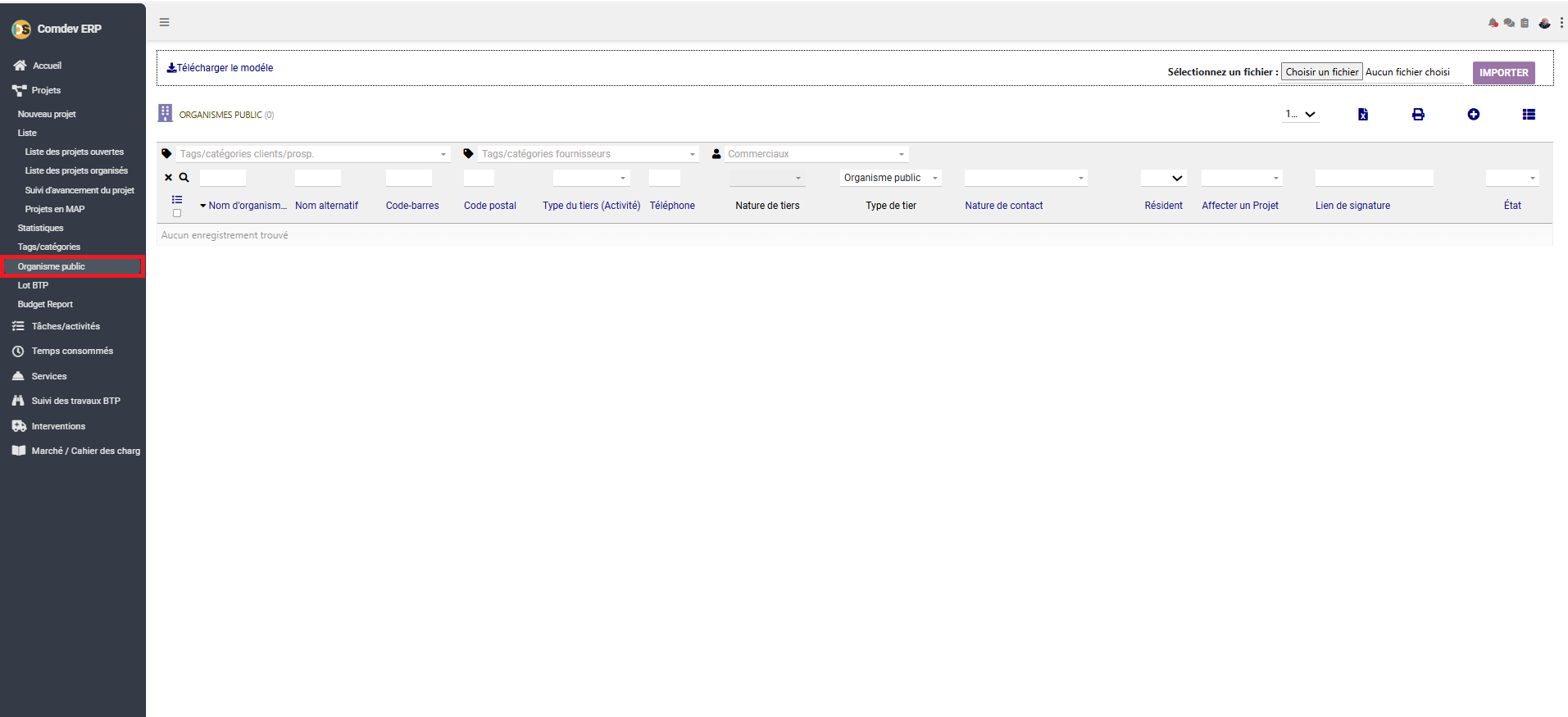Espace Organismes Publics