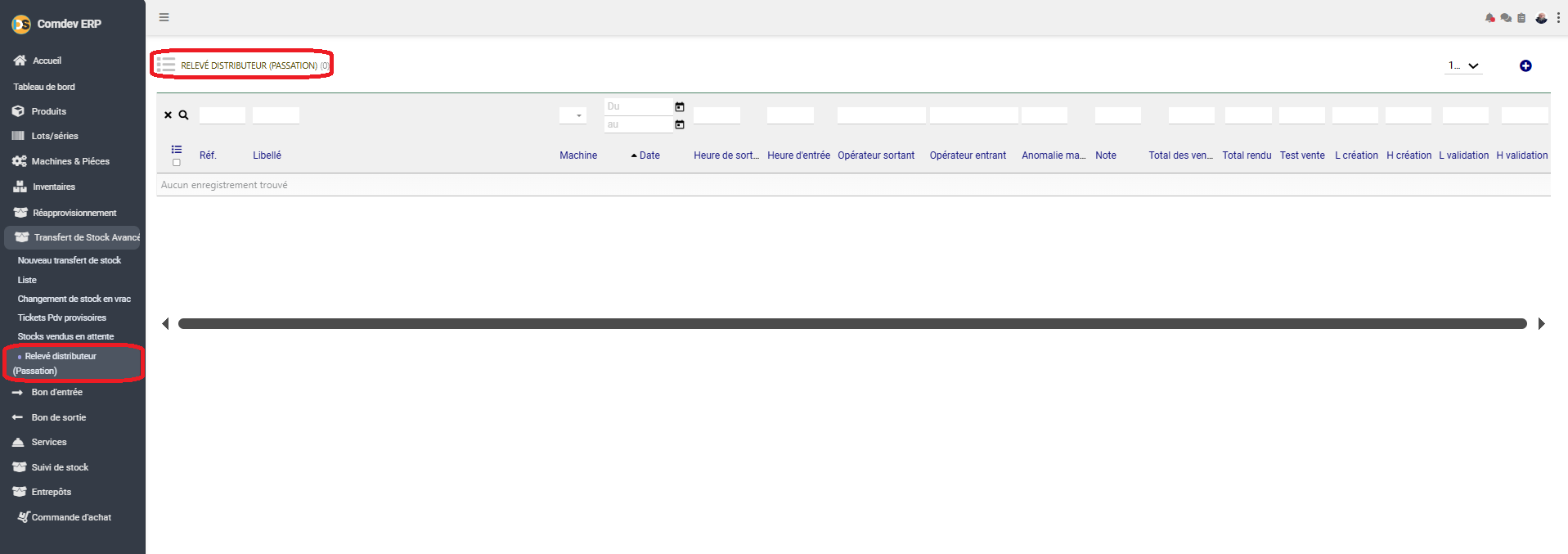 Interface Relevé distributeur (Passation) Comdev ERP