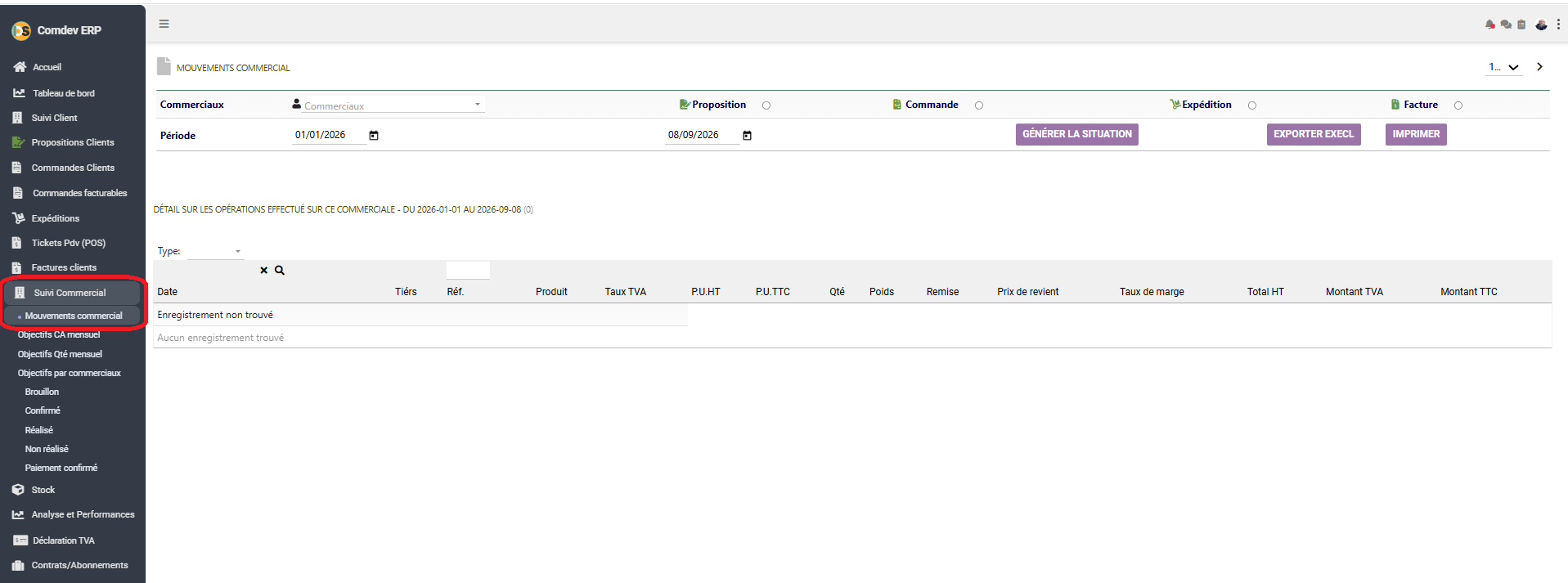 Interface Mouvements Commercial Comdev ERP